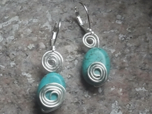 Turquoise Swirl Earrings. $25