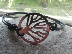 Tree of Life Bracelet with leather strap. $24